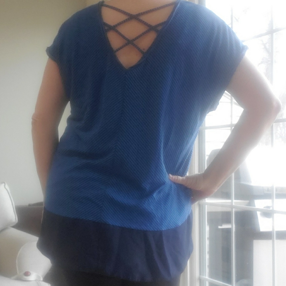 Blue and Black Peplum Top, plus size 14/16